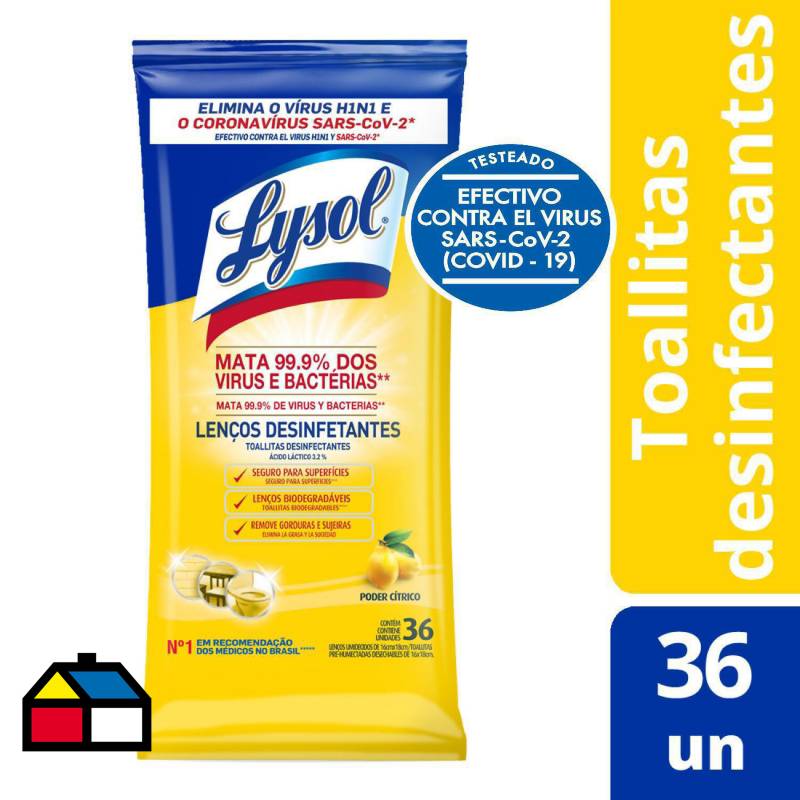 LYSOL - Toallitas desinfectantes citrico 36 unidades