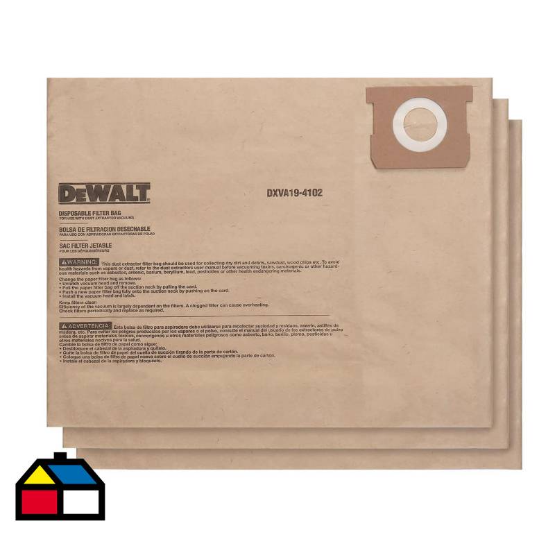DEWALT - Bolsa de papel para aspiradora 3 unidades