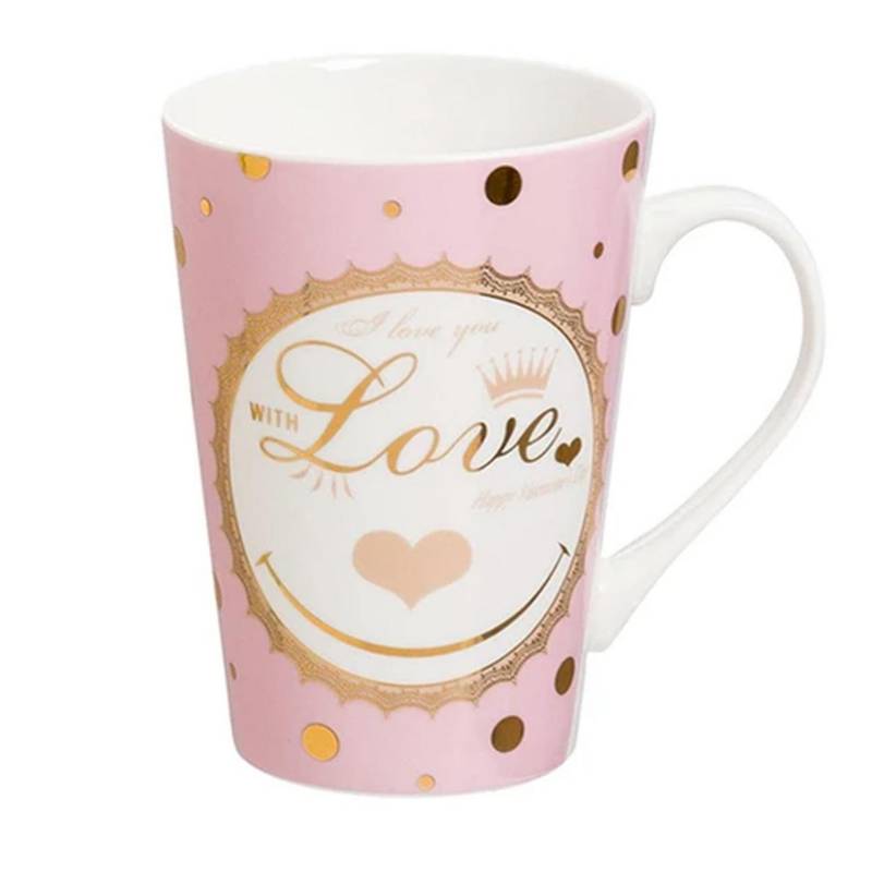 SOHOGAR - Tazón mug de cerámica Rosa Love 400 ml