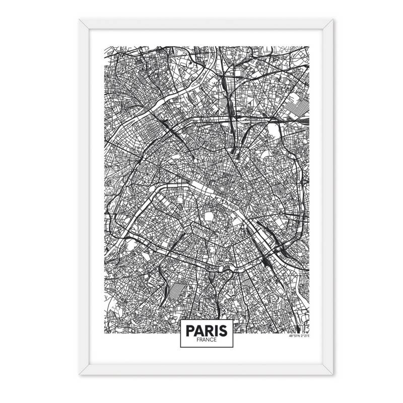  - Paris / Cuadro marco Blanco 50x70 cm