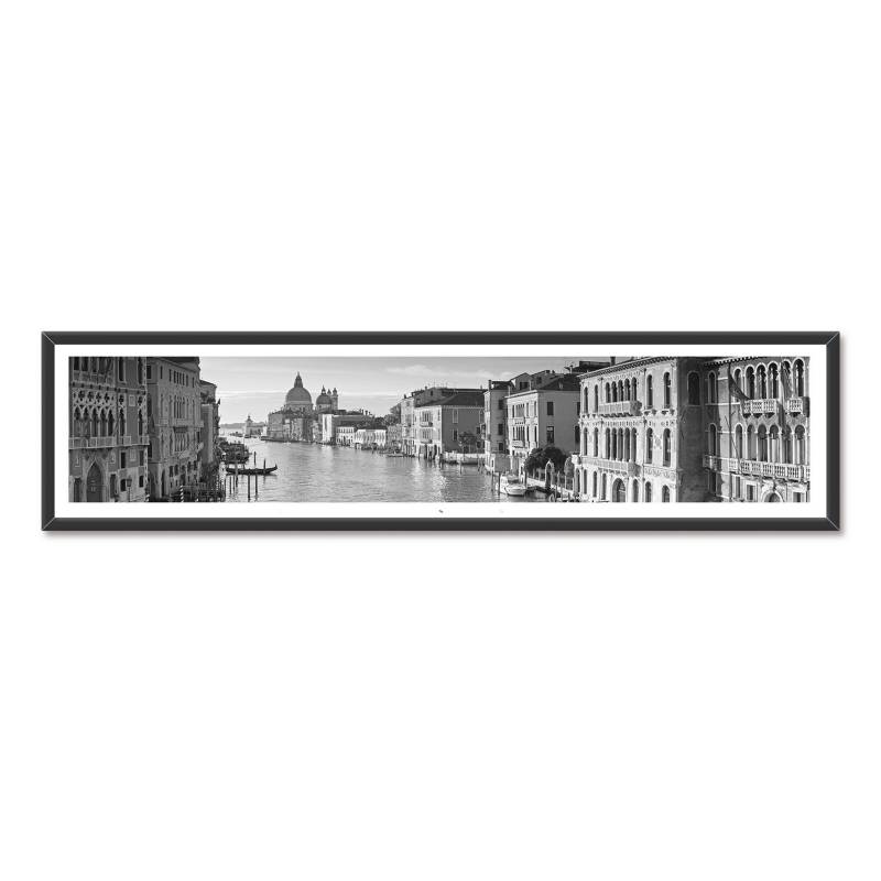  - Venecia B&N Panorámica marco Negro 120 x 30 cm