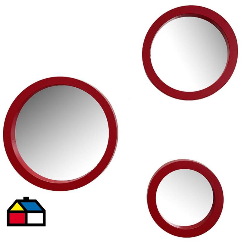 RONDA - Set de 3 espejos rojo