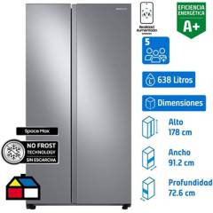 SAMSUNG - Refrigerador side by side 638 litros inox