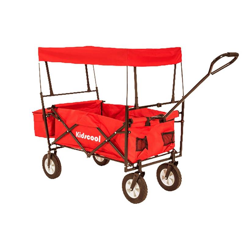KIDSCOOL - Carro wagon plegable con techo color rojo