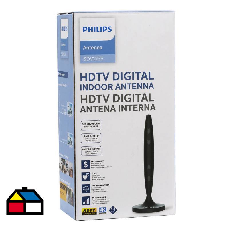 PHILIPS - Antena interior para TV y FM Full HdTv