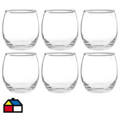 JUST HOME COLLECTION - Display 6 vasos de vidrio 373 ml transparente