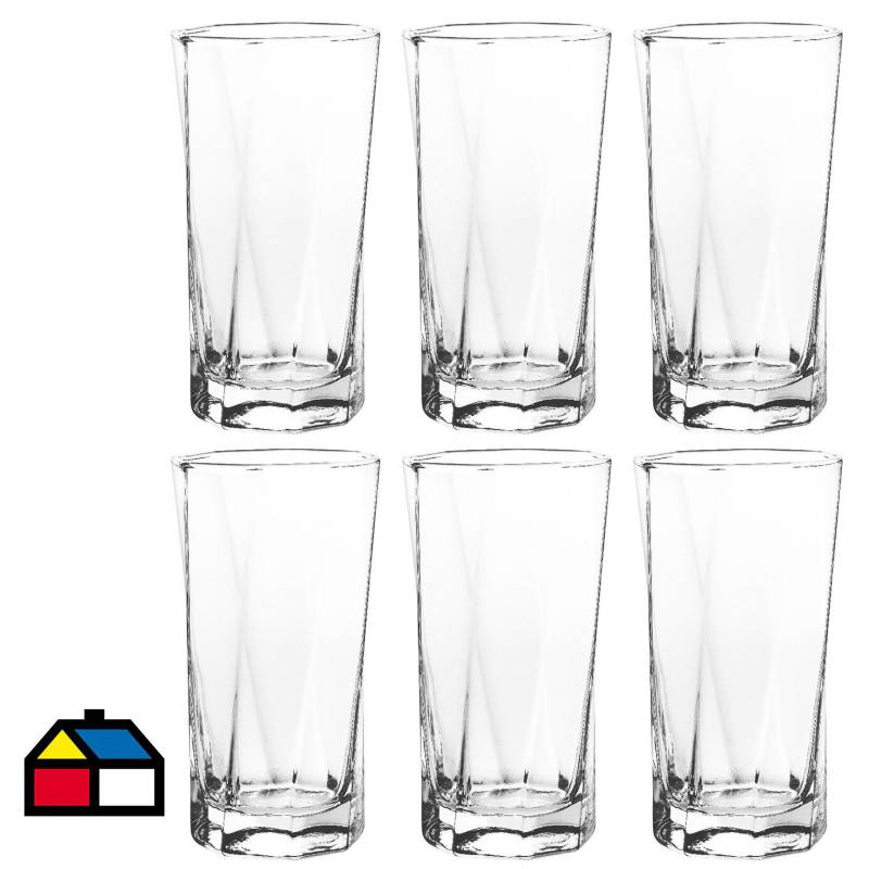 JUST HOME COLLECTION - Display 6 vasos de vidrio 353 ml transparente