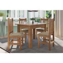 MOBILO - Comedor madera 4 sillas 114x84x80 café