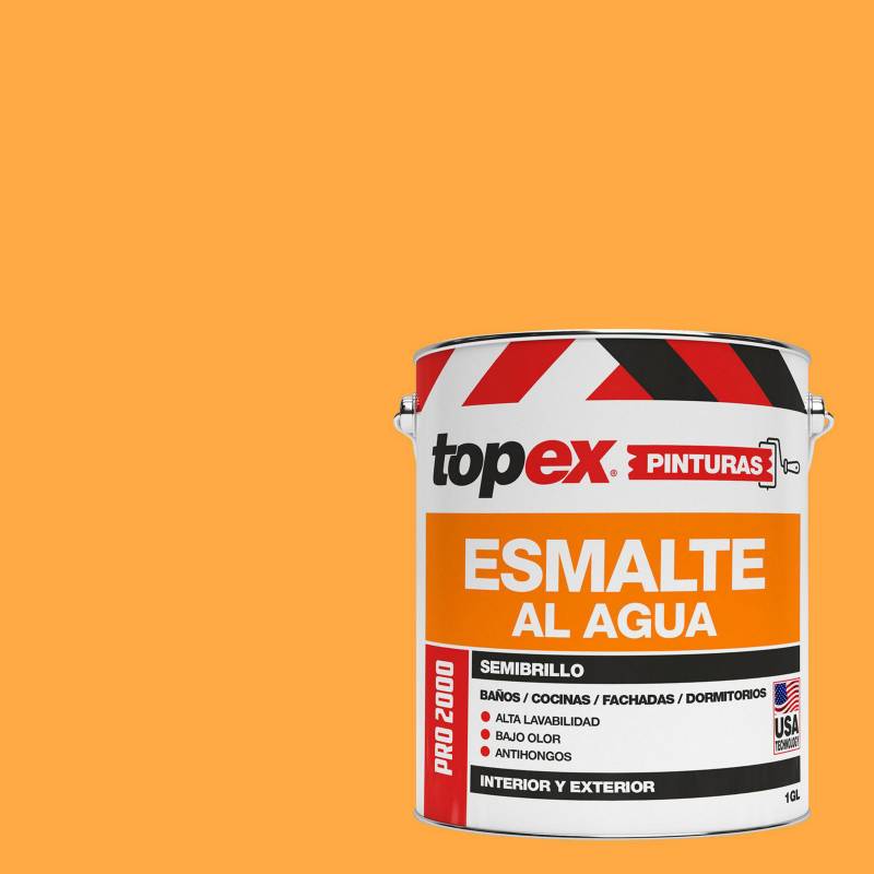 TOPEX - Esmalte al agua semibrillo lavable naranjo 1 Gl