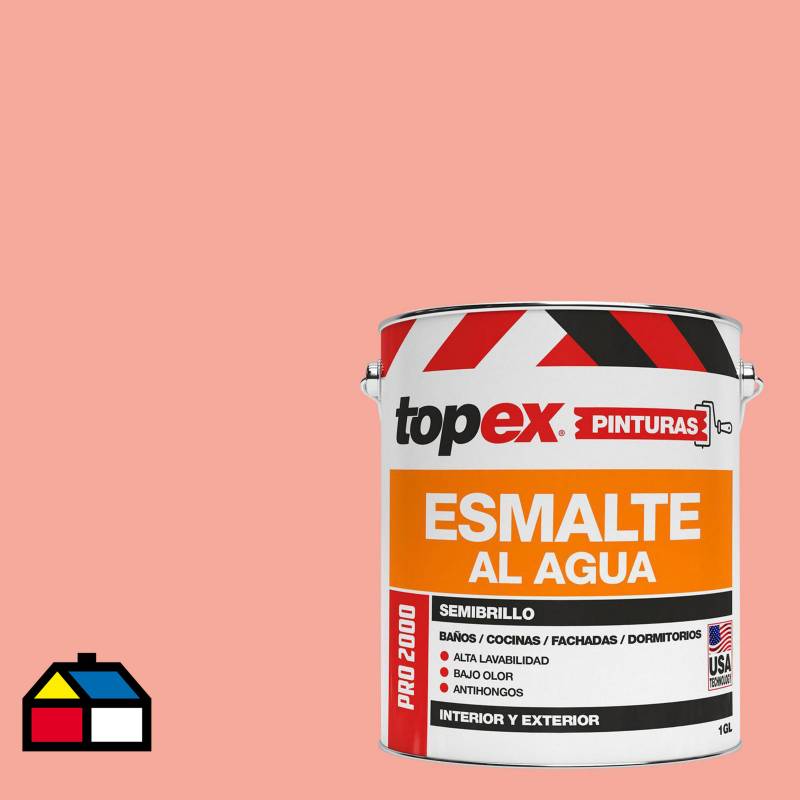 TOPEX - Esmalte al agua semibrillo lavable  naranjo 1 Gl
