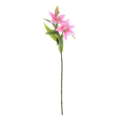 Vara Lilium artificial 2 flores fucsia 77cm
