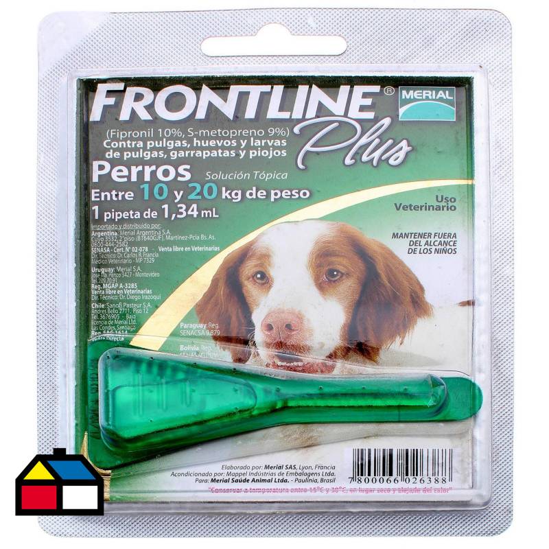 FRONTLINE - Pipeta Antiparasitaria plus para perro de 10a20 kilos 1,34ml
