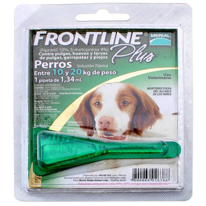 FRONTLINE - Pipeta antiparasitaria plus para perro de 10 a 20 kilos 1,34ml