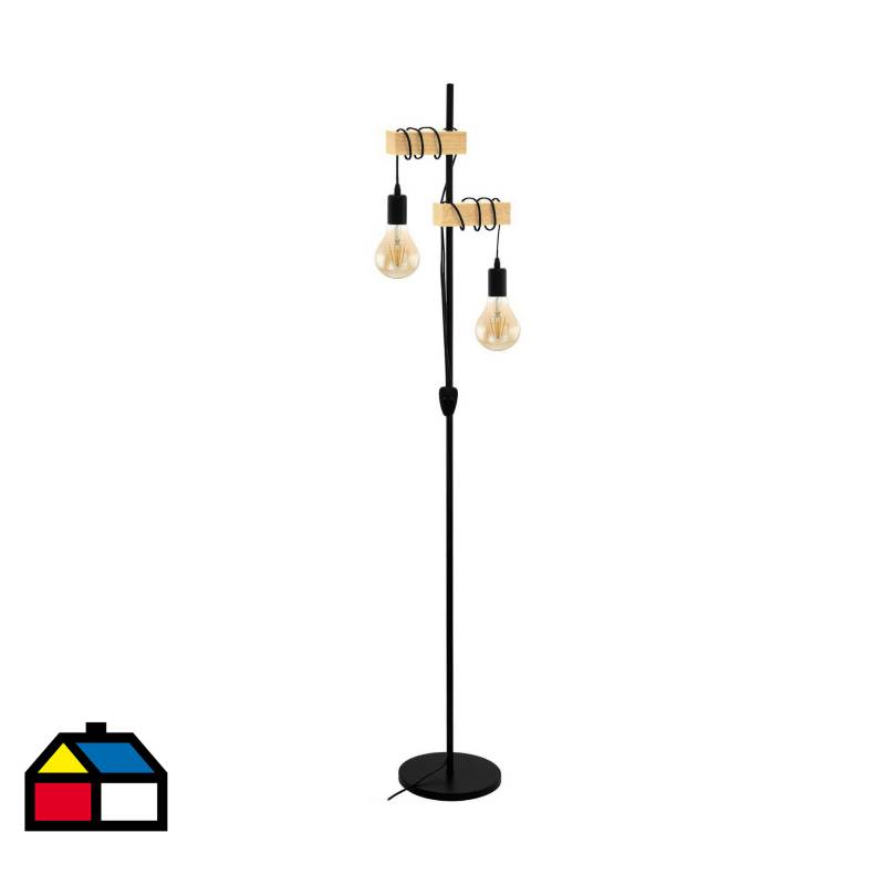 EGLO - Lámpara de pie 167 cm madera café 2 luces 10W E27