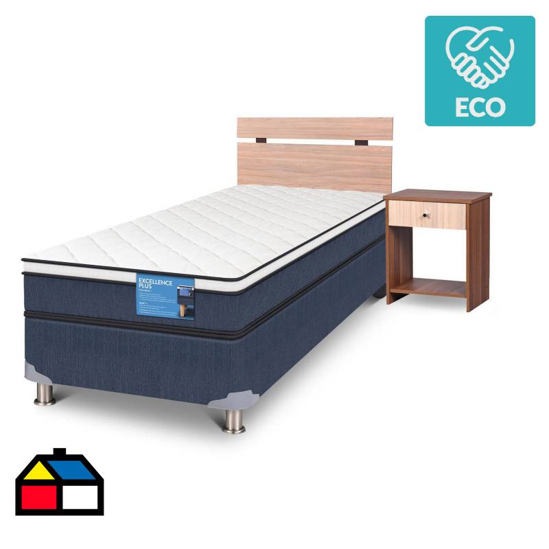 CIC - Box spring Excellence Plus 1 plaza  + Muebles