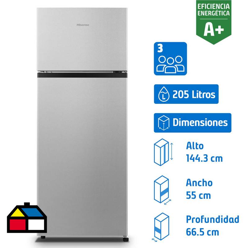 HISENSE - Refrigerador Top Freezer Frío Directo 205 Litros Silver RD-27DR