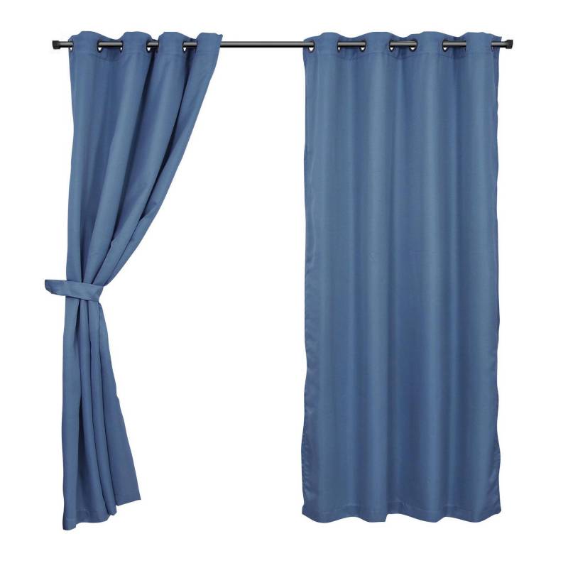 MASHINI - Set cortina tela argolla 140x220 cm raye azul