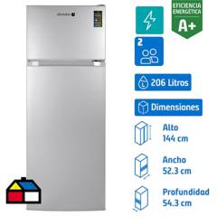 SINDELEN - Refrigerador Top Freezer Frío Directo 206 Litros Silver RD-2020SI
