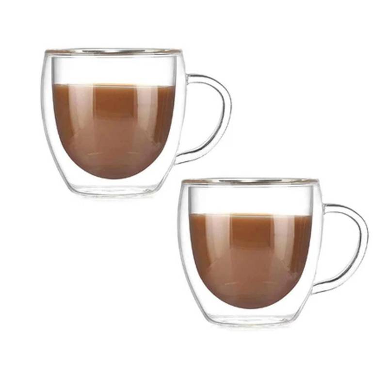 IMPORTADORA USA - Set 2 taza Mug de Café Doble Pared 250 ML