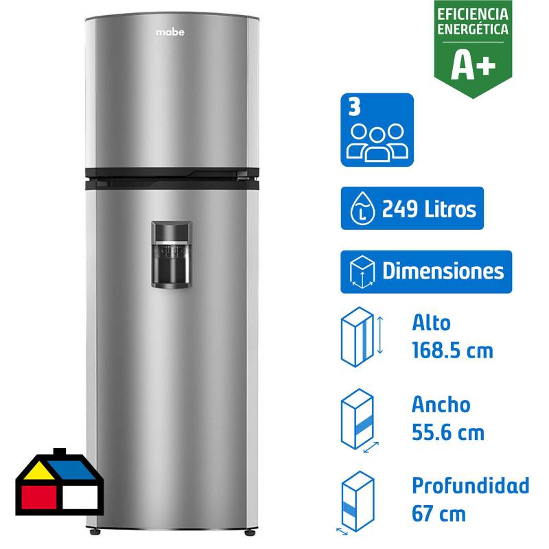 MABE - Refrigerador Top Freezer No Frost 249 Litros Inox RMA255PYUU