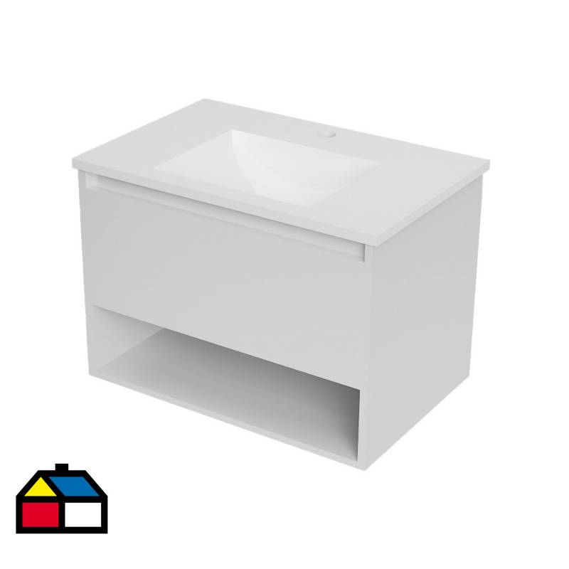KLIPEN - Mueble con lavamanos de loza c/rebalse 1c 1r 70 cm ancho color blanco