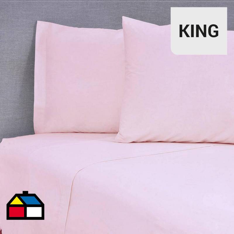 MASHINI - Juego de sábana 144 hilos rosa king