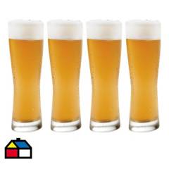CRISTAR - Set 4 vasos cerveceros 331 ml transparente.