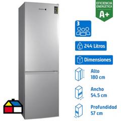 SINDELEN - Refrigerador Bottom Freezer Frío Directo 244 Litros Silver RD-2450SI