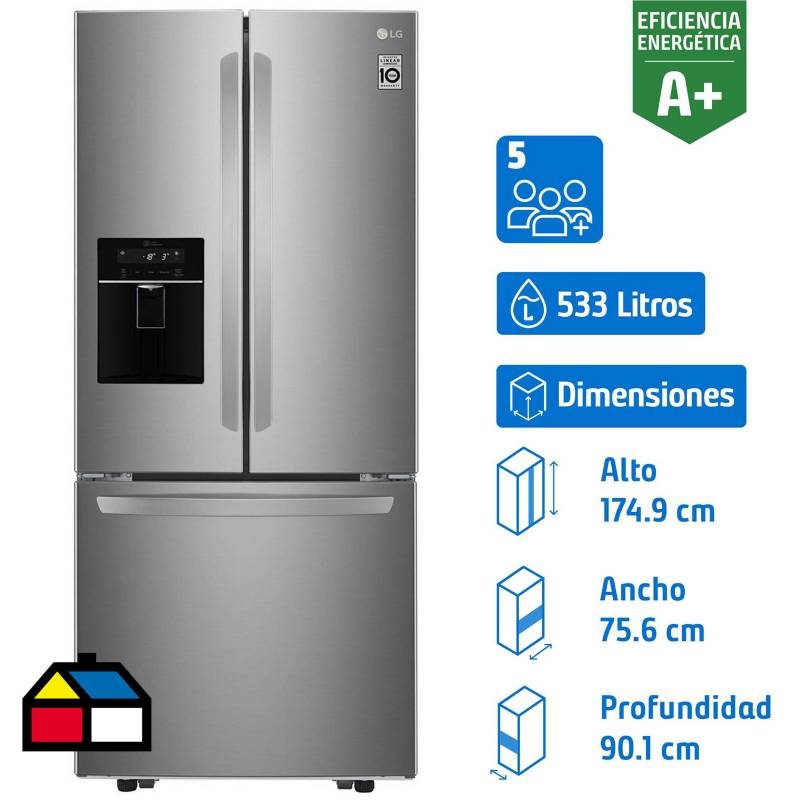 LG - Refrigerador French Door No Frost 533 Litros Platinum Silver LM22SGPK