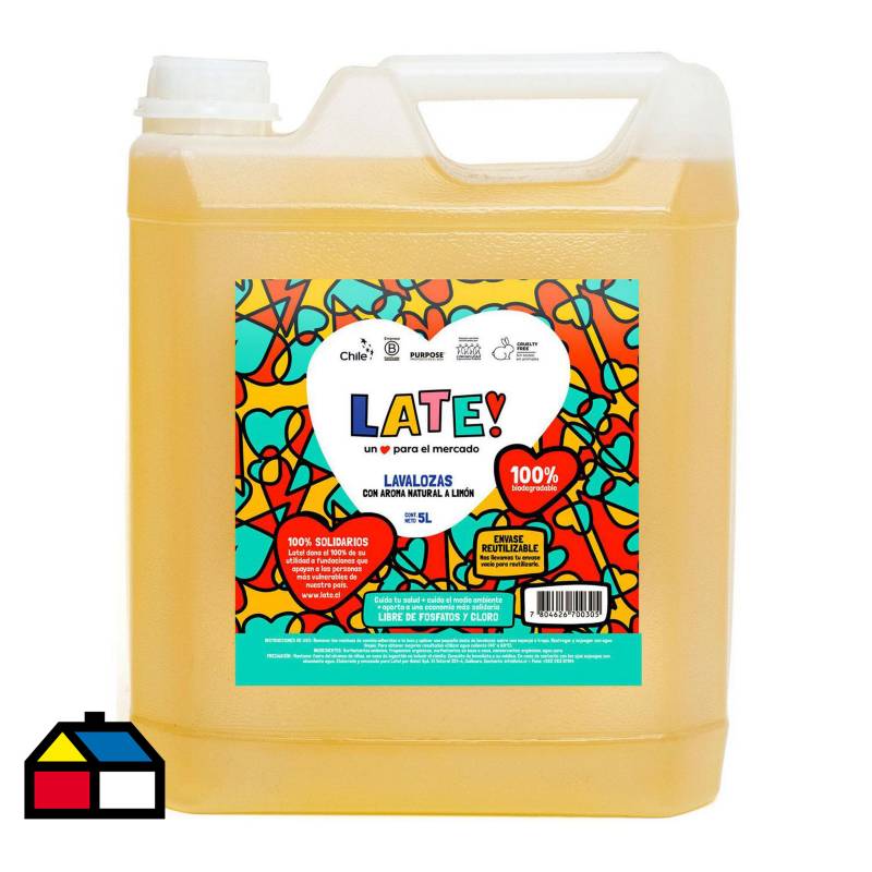 LATE - Lavalozas biodegradable 5 litros con aroma a limón