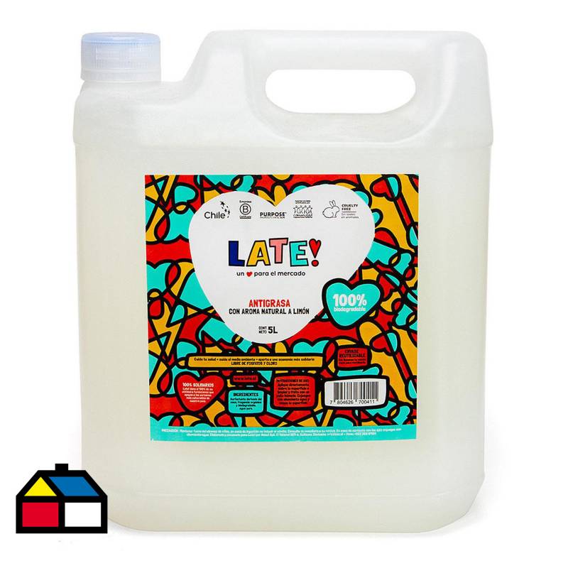 LATE - Antigrasa biodegradable 5 litros con aroma a limón