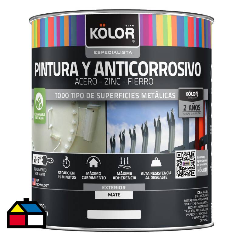 KOLOR - Pintura y anticorrosivo base agua mate gris grafito 1/ 4GL