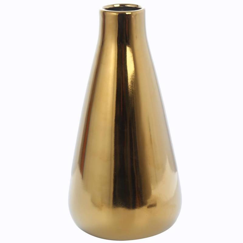 IMPORTADORA USA - Florero cerámica diseño gota color dorado 25cm