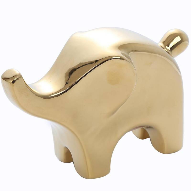 IMPORTADORA USA - Figura elefante de cerámica dorada 9.5x16cm
