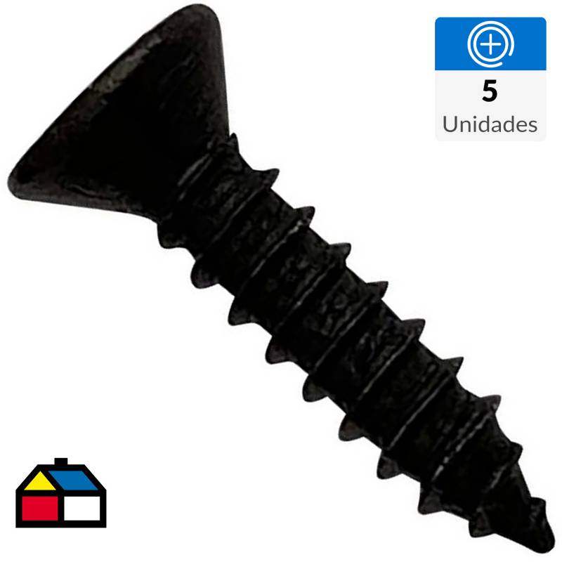 MAMUT - Roscalata cabeza plana phillips #8 x 1 1/2 zincado negro 5 unid