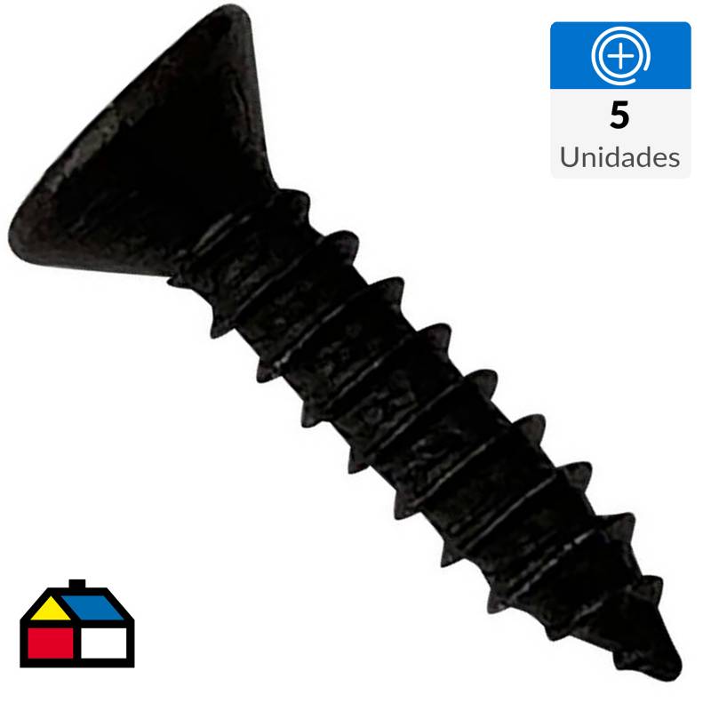 MAMUT - Roscalata cabeza plana phillips #6 x 3/4 zincado negro 5 unid