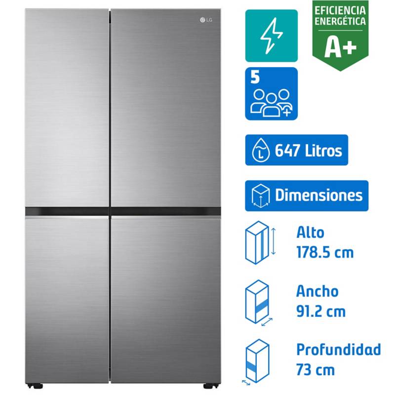 LG - Refrigerador Side by Side No Frost 647 Litros Platinium Silver GS66MPP