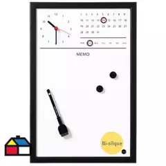 BI-SILQUE - Pizarra Magnética Reloj Marco Gris 45x30 Bi-silque