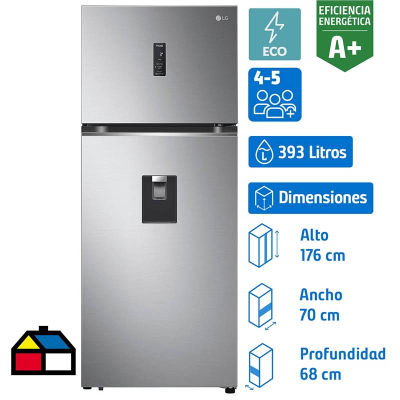 LG - Refrigerador no frost top mount 393 litros