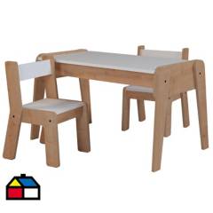 JUST HOME COLLECTION - Set de mesa + 2 sillas 68x39x48 cm natural/blanco