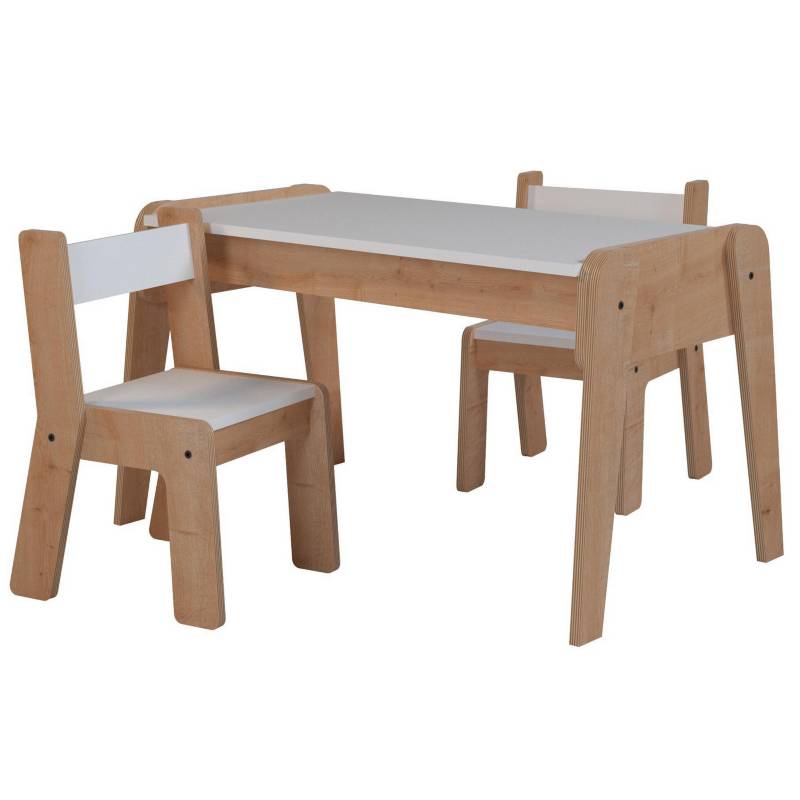 JUST HOME COLLECTION - Set de mesa + 2 sillas 68x39x48 cm natural/blanco