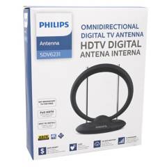 PHILIPS - Antena indoor FULL HDTV circular doble varilla cable coaxial