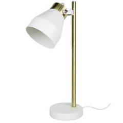 LEDZONE - Lámpara de mesa Flam 1 luz E14 Blanca/Dorada.