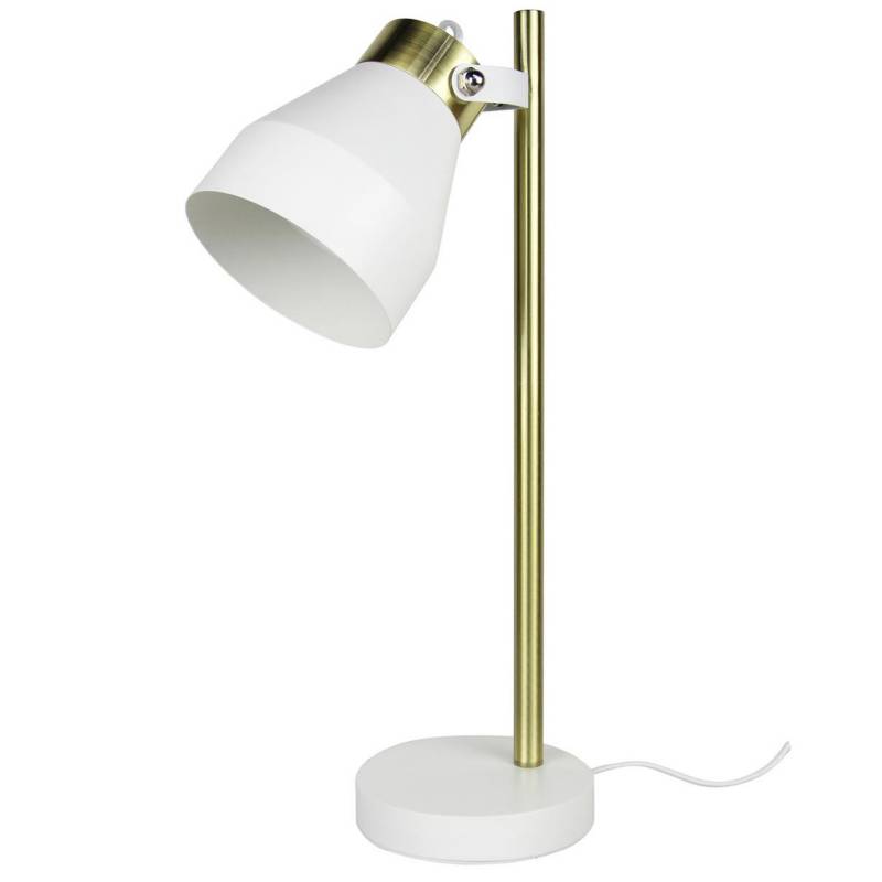 LEDZONE - Lámpara de mesa Flam 1 luz E14 Blanca/Dorada