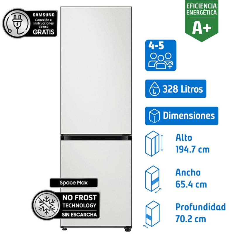 SAMSUNG - Refrigerador Bottom Freezer No Frost 328 Litros Cotta White RB33A307001/ZS