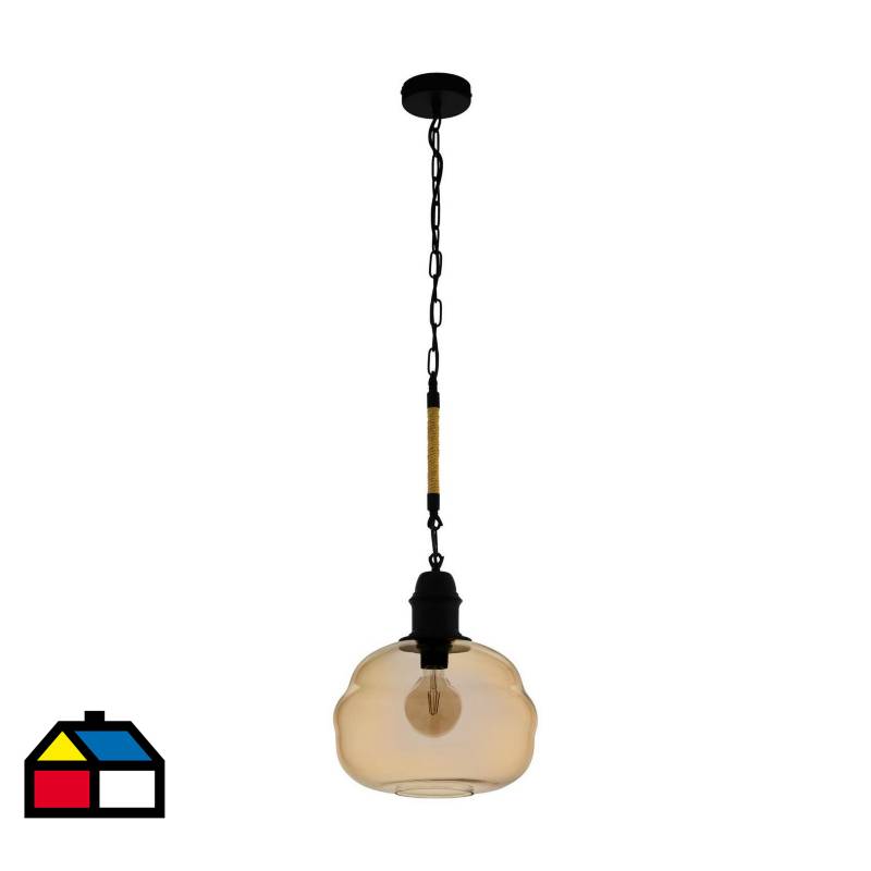 EGLO - Lámpara de Colgar Acero Ambar 1 luz 40W E27