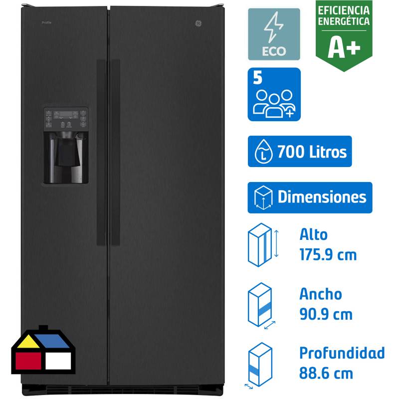 GENERAL ELECTRIC - Refrigerador Side by Side No Frost 656 Litros Black Steel GRC26FGMFPS