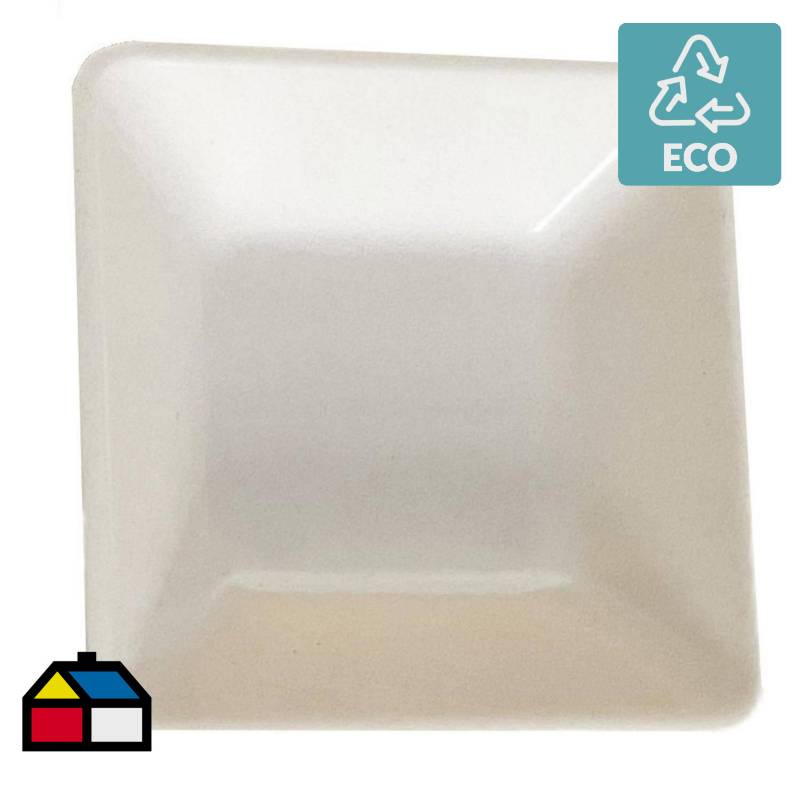 DECOGREEN - Plato biodegradable para modelo cuadrado blanco.