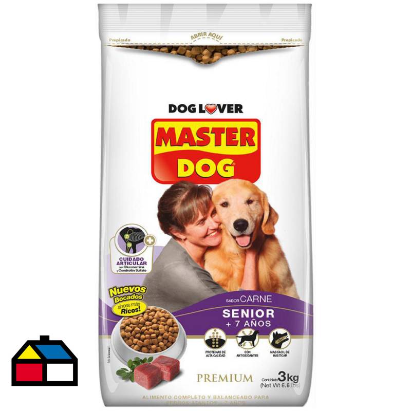 MASTER DOG - Alimento seco para perro senior 3 kg carne
