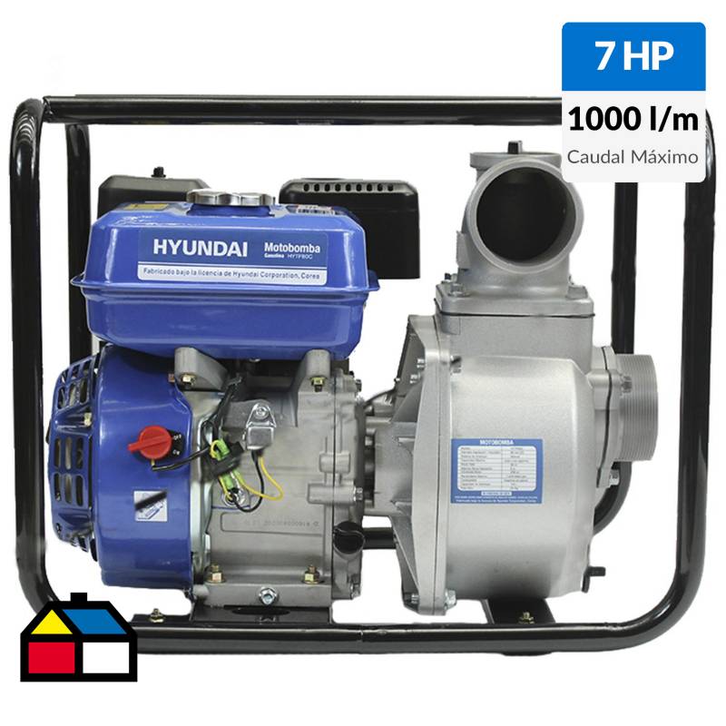 HYUNDAI - Motobomba gasolina 3"x3" partida manual agua limpia